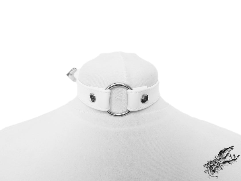 White Faux Leather O Ring Choker