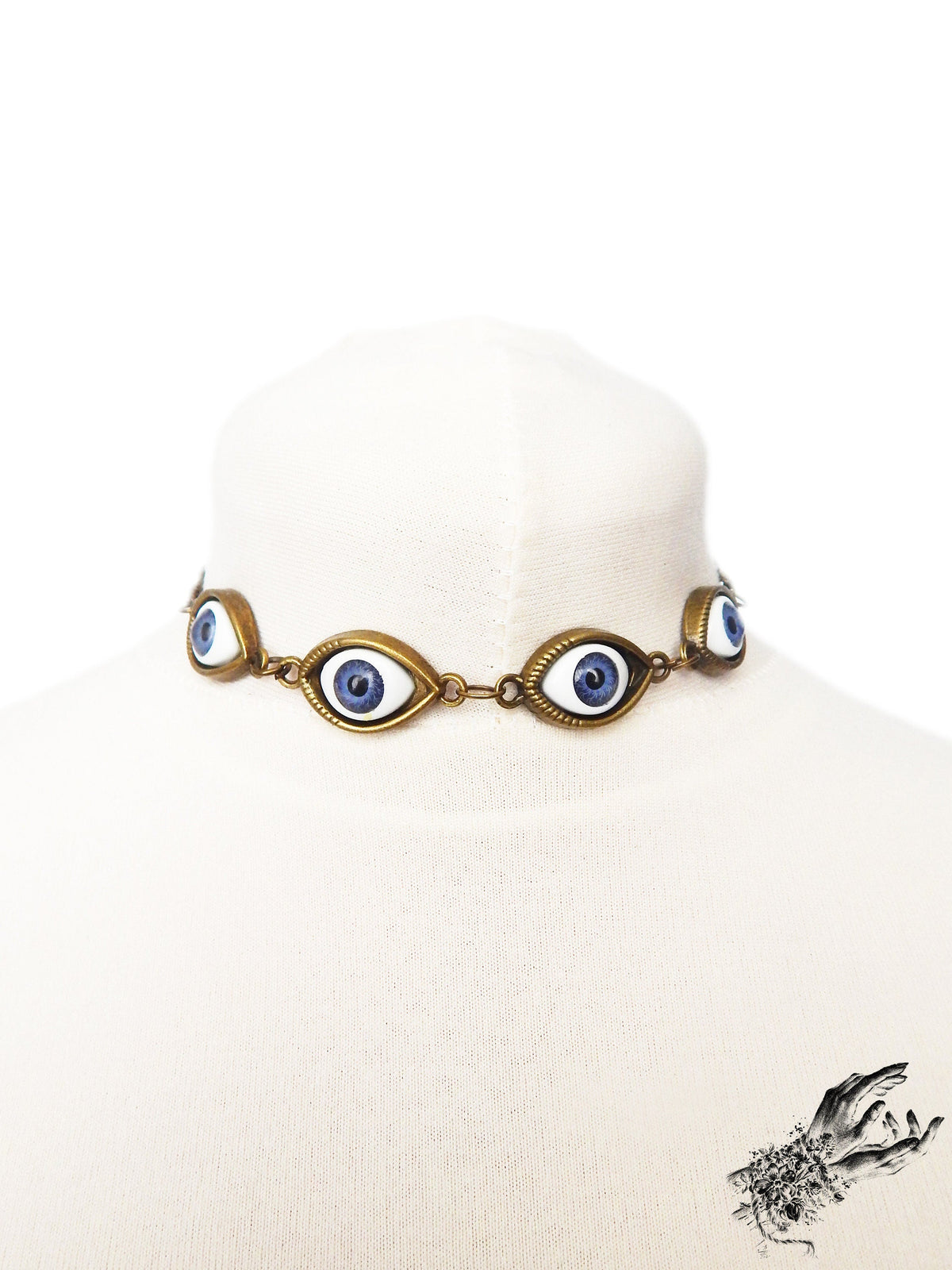 Antike Bronze Böses Auge Choker Halskette