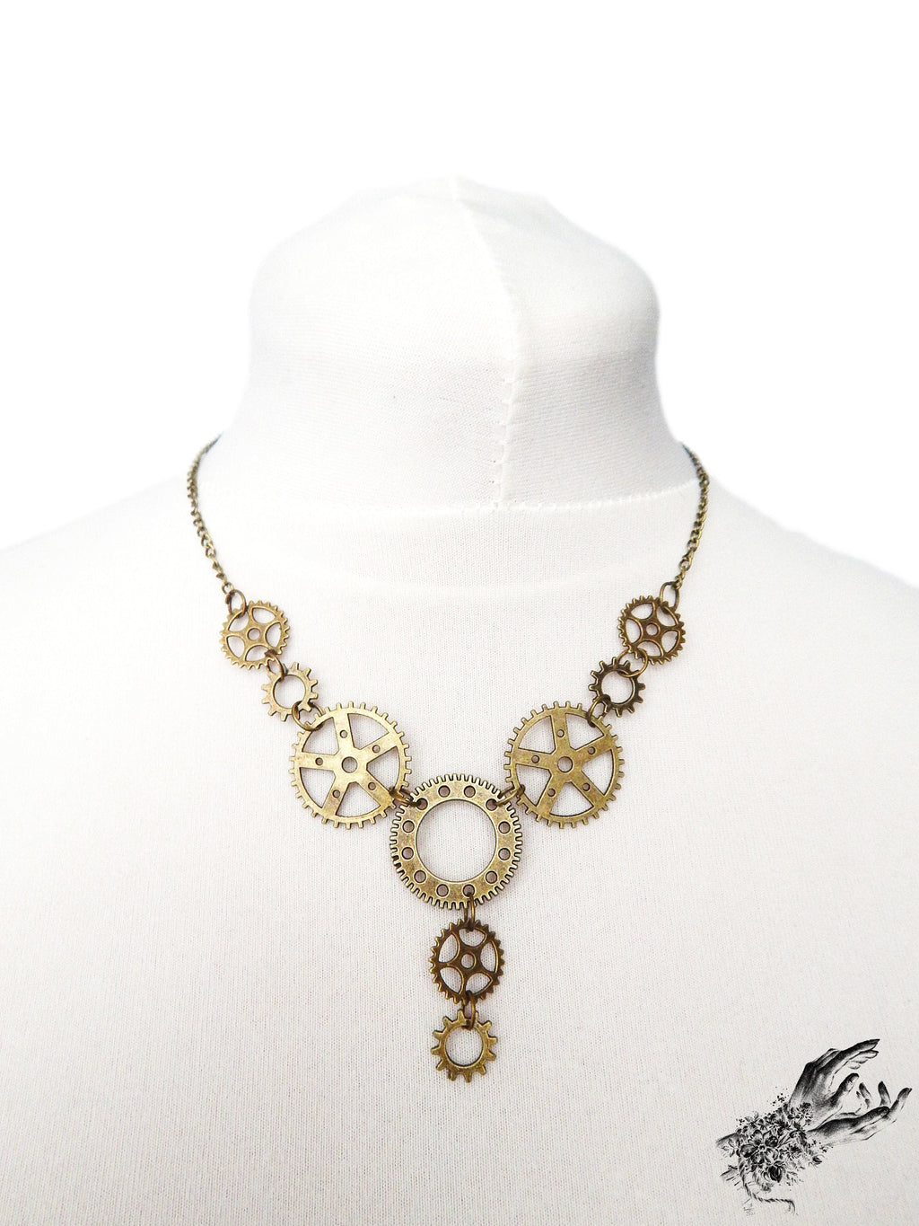 Antique Bronze Gear Necklace