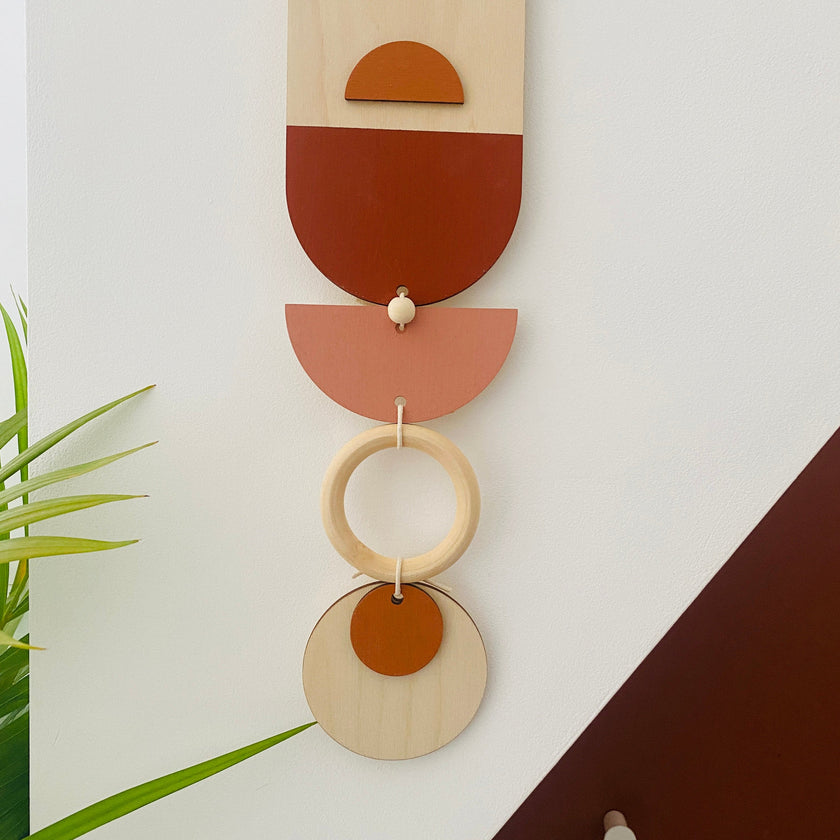 Bauhaus Wall Art - Geometric Wall Art - Warm Decor - Wood Wall Art