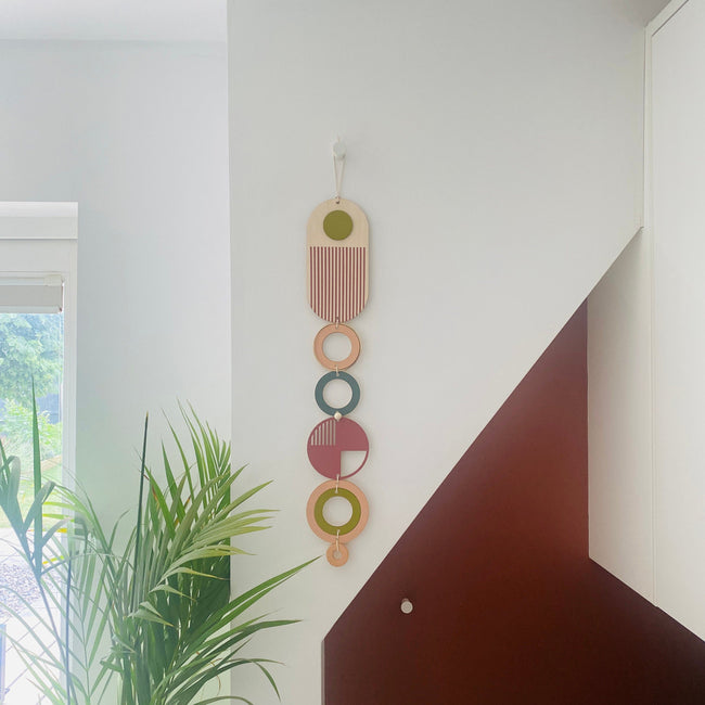 Geometric Plywood Wall Art – Mid-Century Modern Tapestry