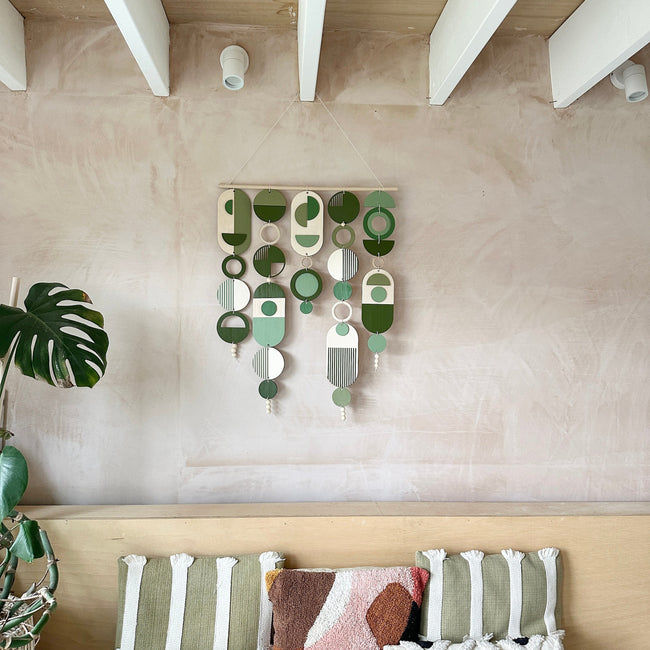 Green Wall Art - Geometric Artwork - Minimal Home Decor - Green Boho Decor- Large Centre Piece Art - Big Wall Tapestry - Large Artwork