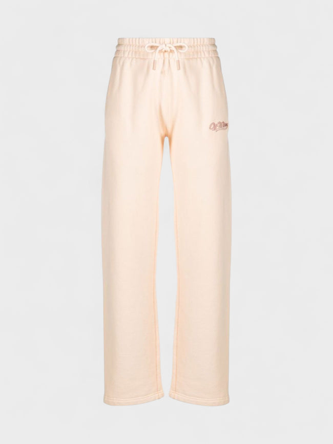 Embroidered Baseball Logo Tapered Sweatpants Nude