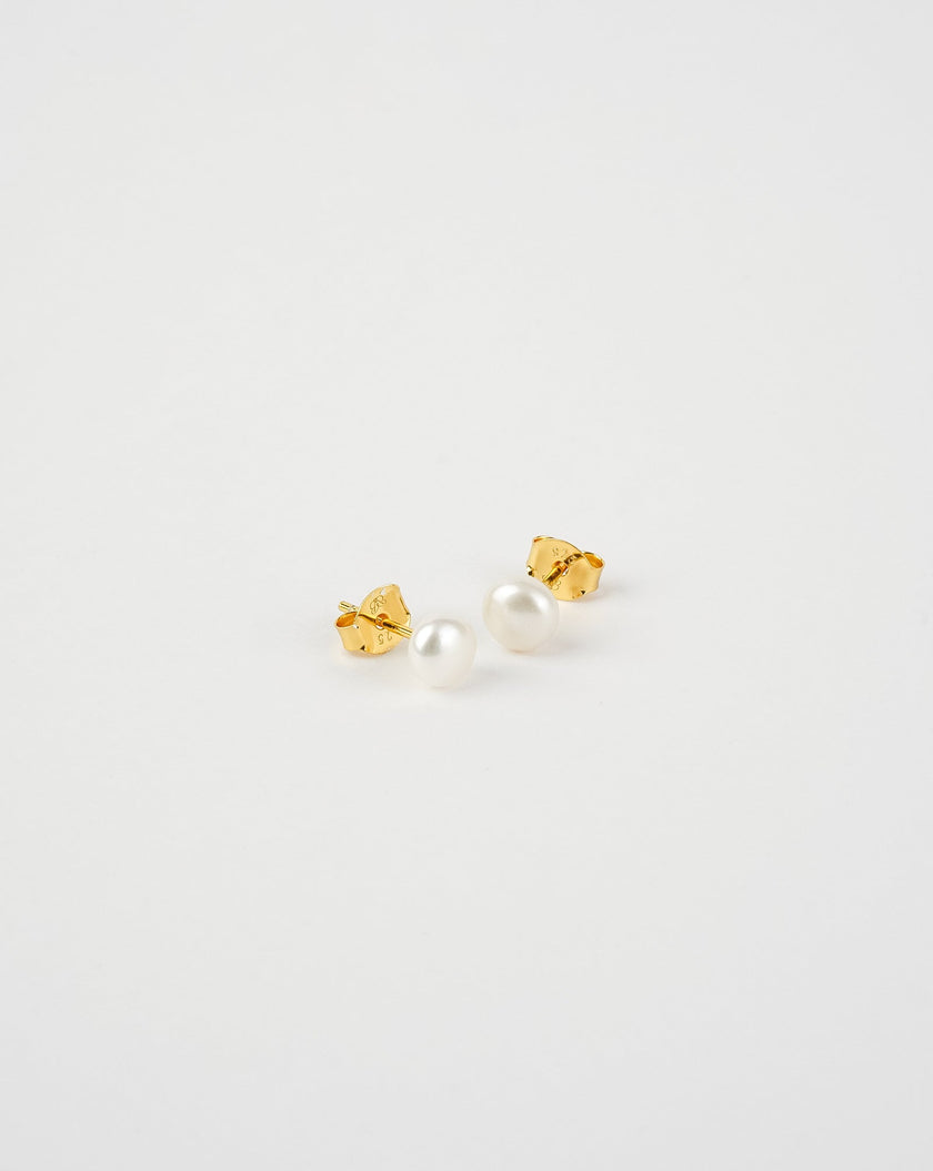 Button Freshwater Pearl Stud Earrings