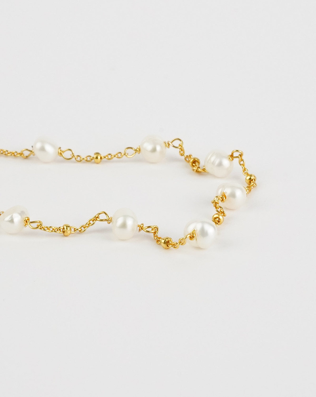 Beaded Chain Link Pearl Bracelet