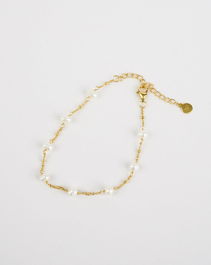 Beaded Chain Link Pearl Bracelet