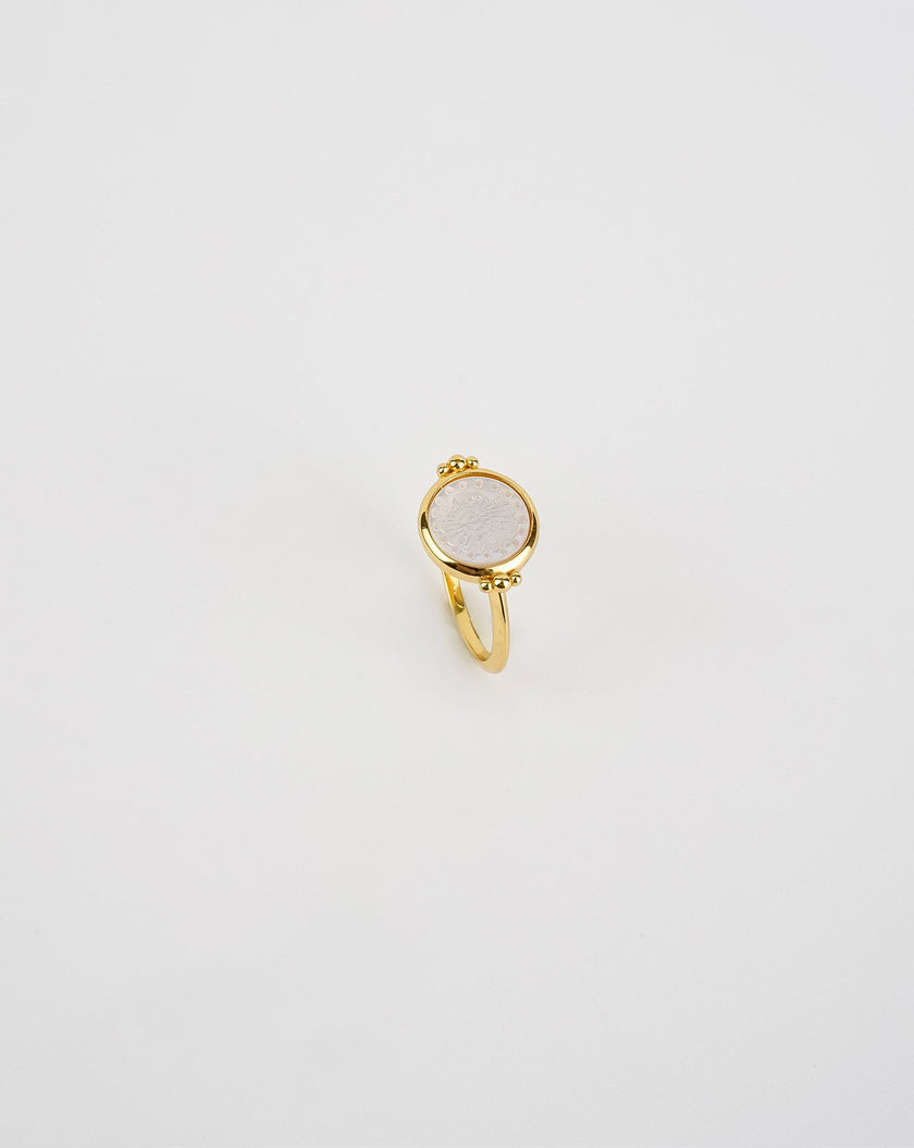 Sea Shell Print Pearl Ring