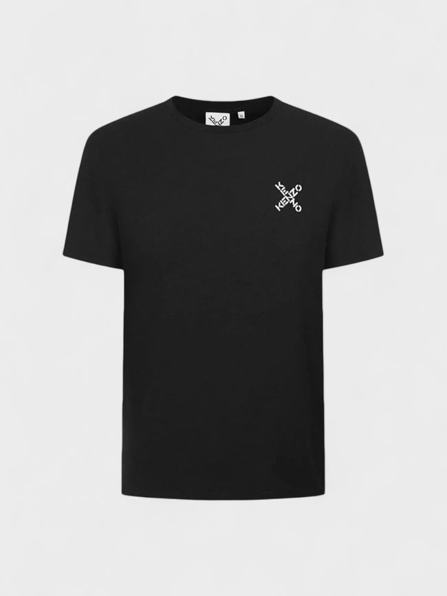 Kenzo Cross Logo Print T Shirt Black