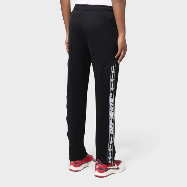 Pantalones de chándal deportivos con banda y logo - Negro y blanco