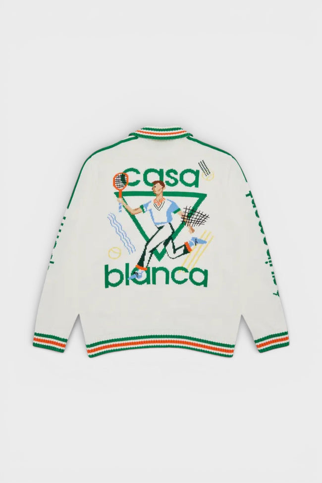Pletená bunda Le Jeu Intarsia bílá