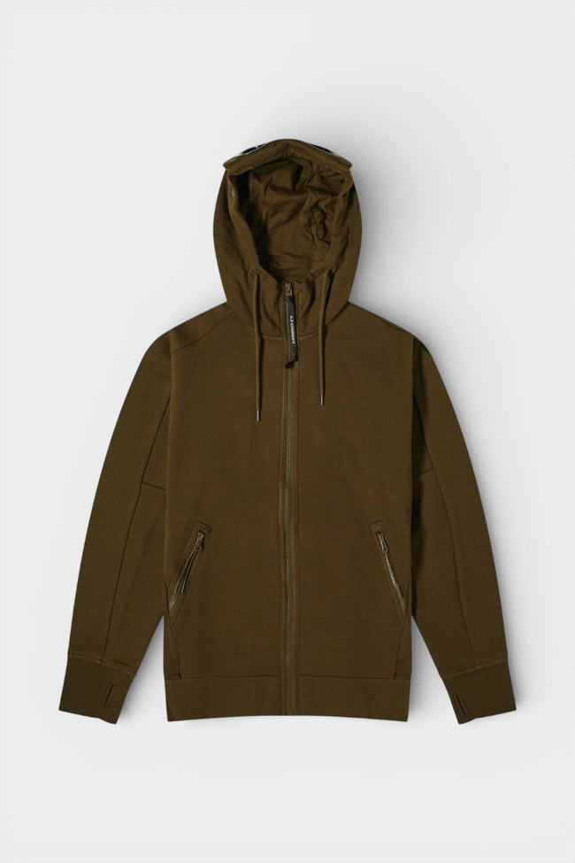 Mikina s kapucí a brýlemi Diagonal Fleece Zip, břečťanově zelená
