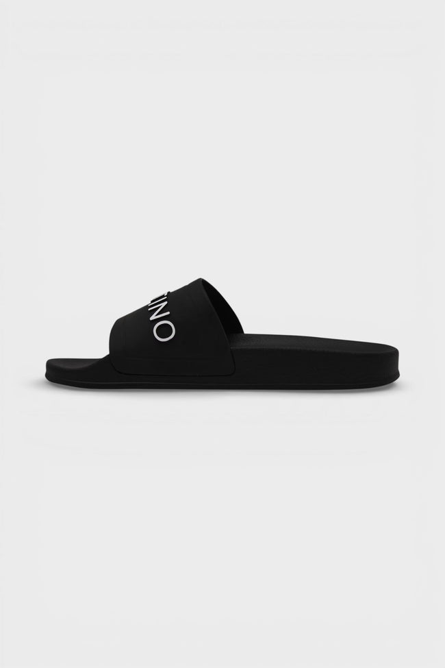 Valentino Logo Rubber Sliders Black