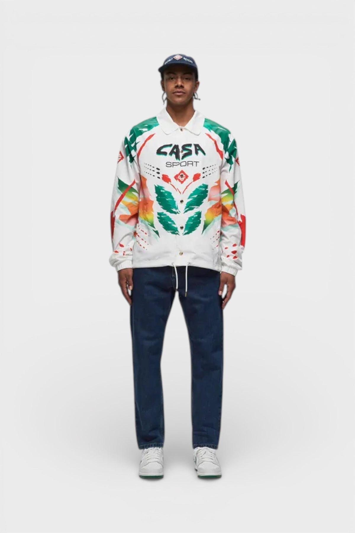 Printed Coach Jacket Casa Moto White