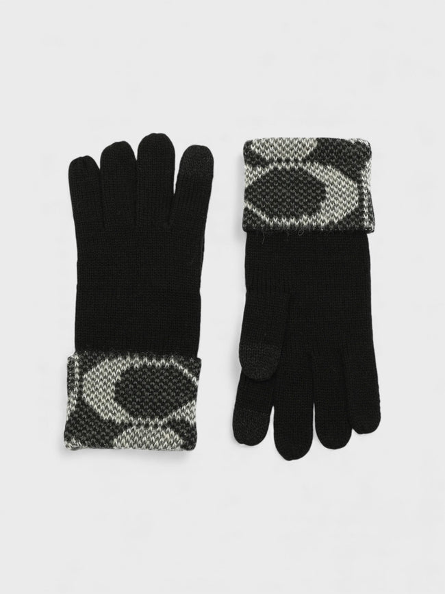Coach Jumbo Signature C Knit Gloves Black
