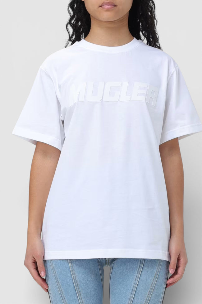 Oversize tričko Mugler s logem, teplá bílá
