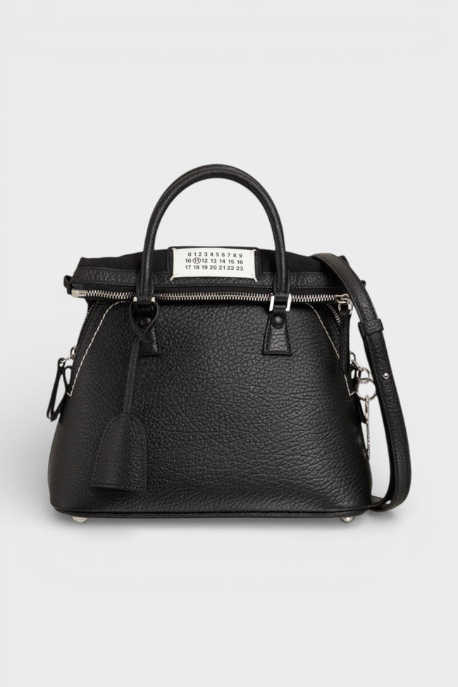 Kabelka Maison Margiela Mini 5AC s horním madlem z texturované kůže, černá
