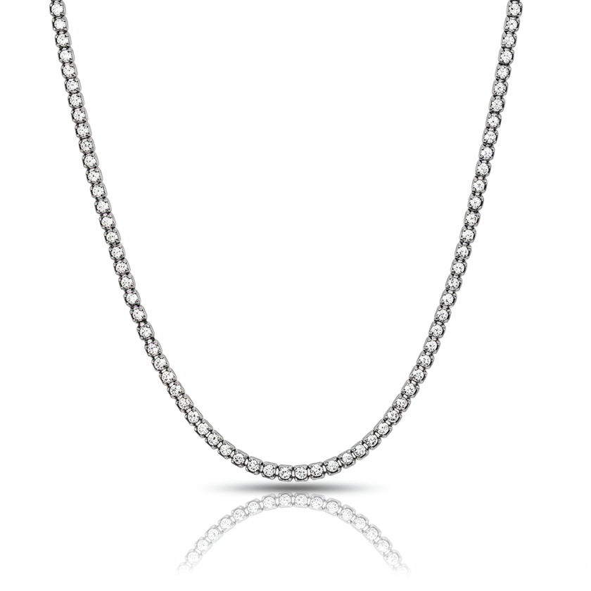 Collar de cadena tenis de lujo con moissanita de 3 mm