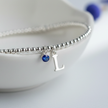 Initial & September Birthstone Bracelet | Personalised Stretch Bead Bracelet