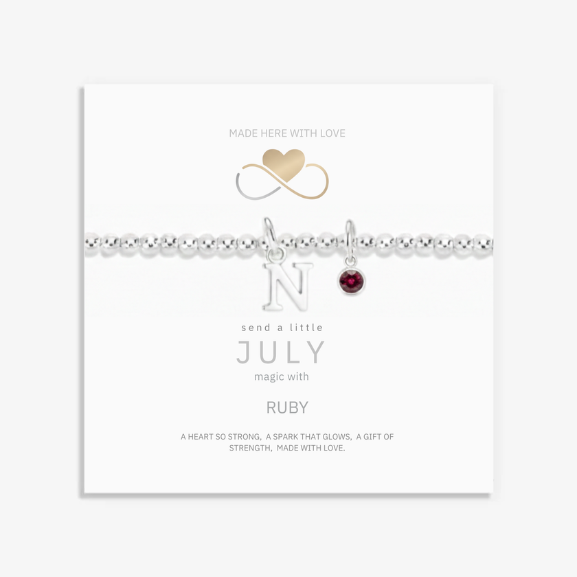 July Birthstone & Initial Letter Charm Bracelet