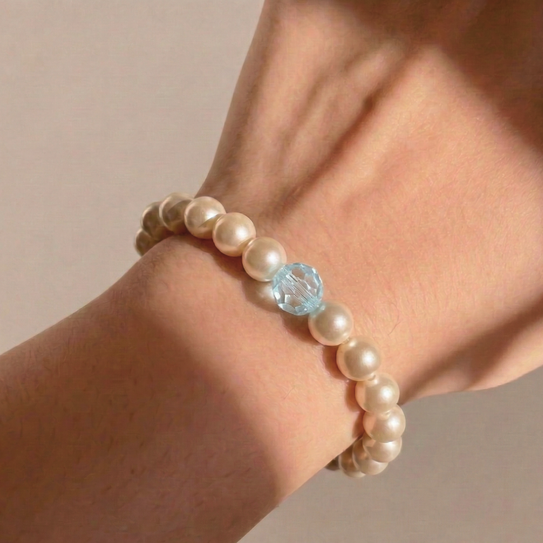 Pearl and Aquamarine Crystal Bracelet