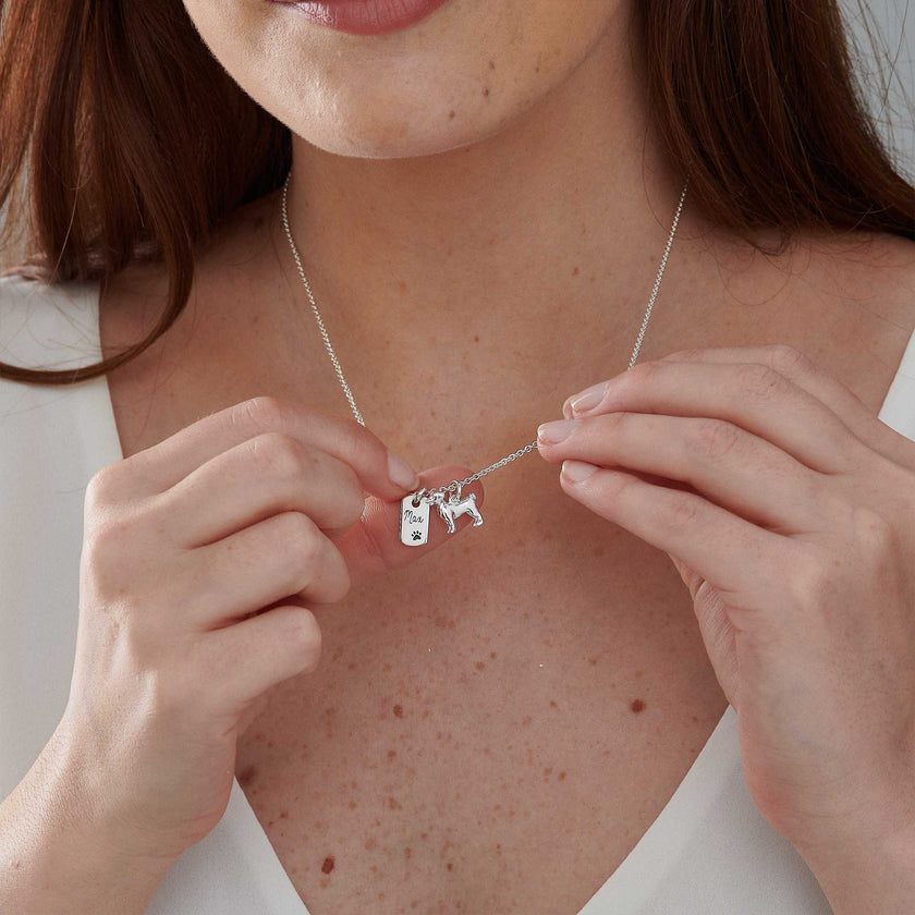 Jack Russell Terrier Personalised Silver Dog Tag Necklace