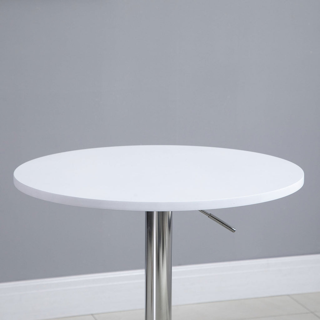 HOMCOM Bar Table Φ60cm Adjustable Height Round Bistro Table w/ Swivel Top Metal Frame Counter Surface Stylish Kitchen Conservatory White