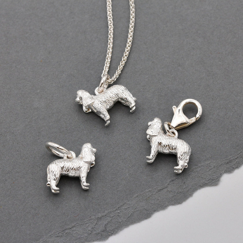 King Charles Spaniel Silver Dog Charm