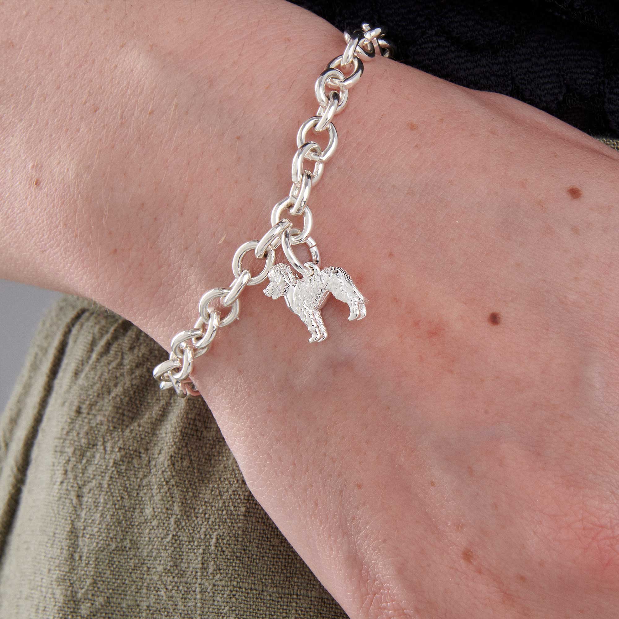 Labradoodle Silver Dog Charm