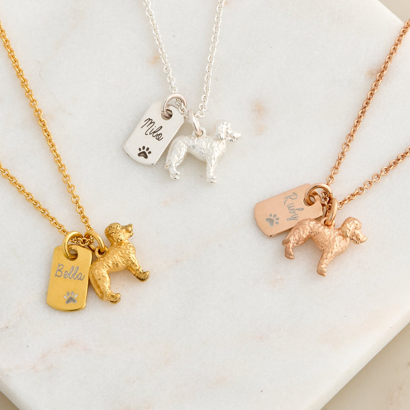 Labradoodle Personalised Silver Dog Tag Necklace