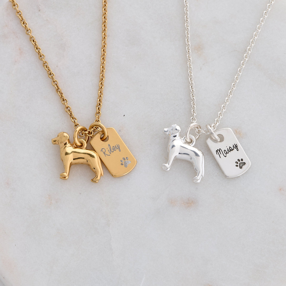 Labrador Personalised Silver Dog Tag Necklace