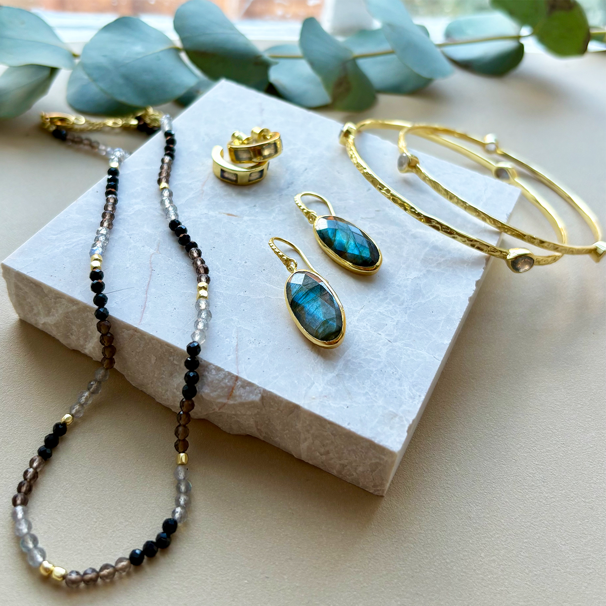 Cora Chunky Huggie Hoops Labradorite