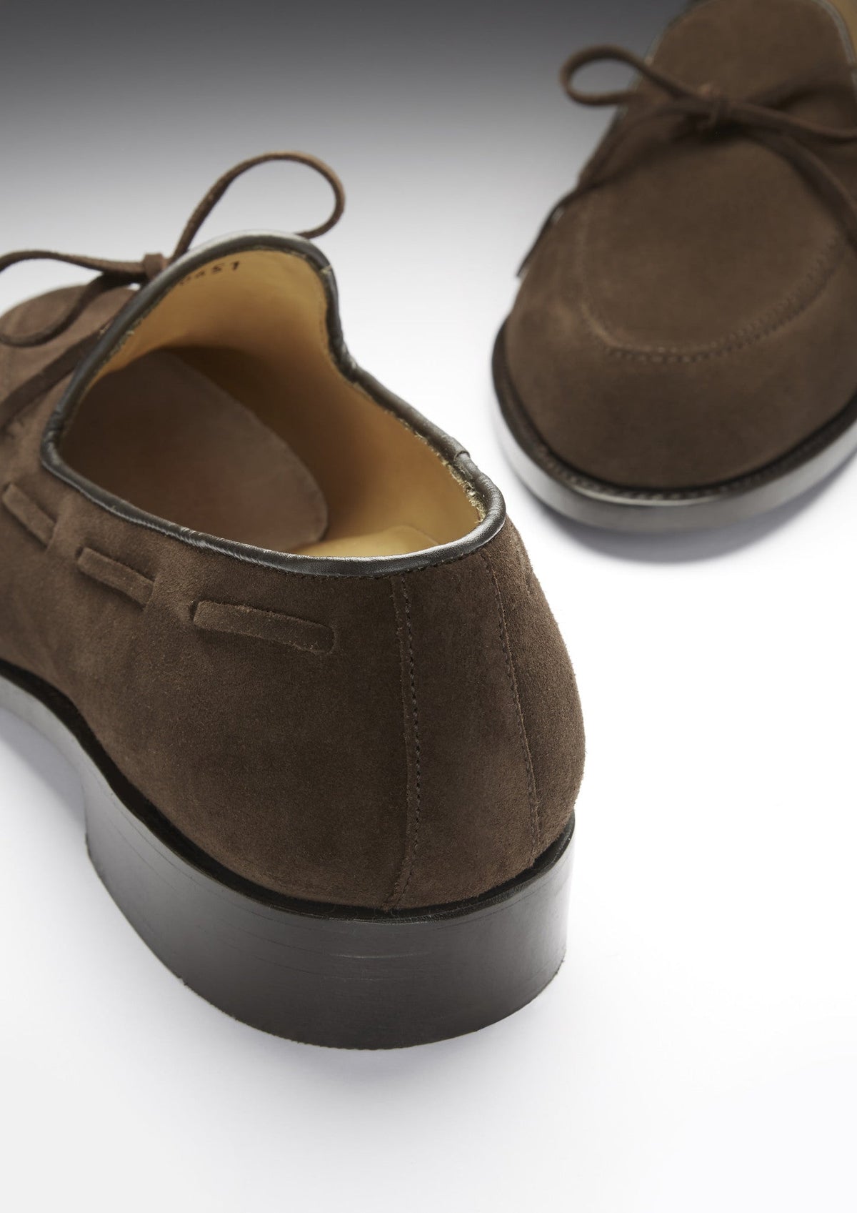 Brown Suede Goodyear Welted Laced Loafers