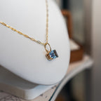 Large Gold Blue Topaz Necklace - Astrid