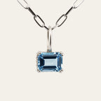 Large Silver Blue Topaz Necklace - Astrid