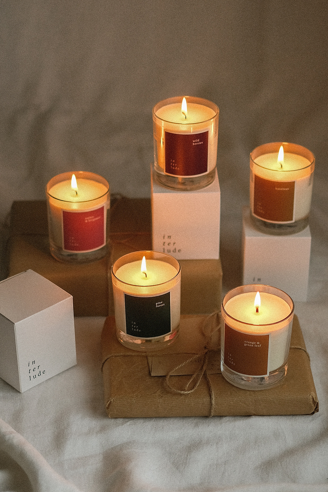 Orange & Green Leaf Scented Candle