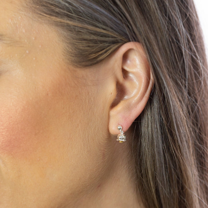Pendientes Colgantes Lirio del Valle Plata y Vermeil de Oro