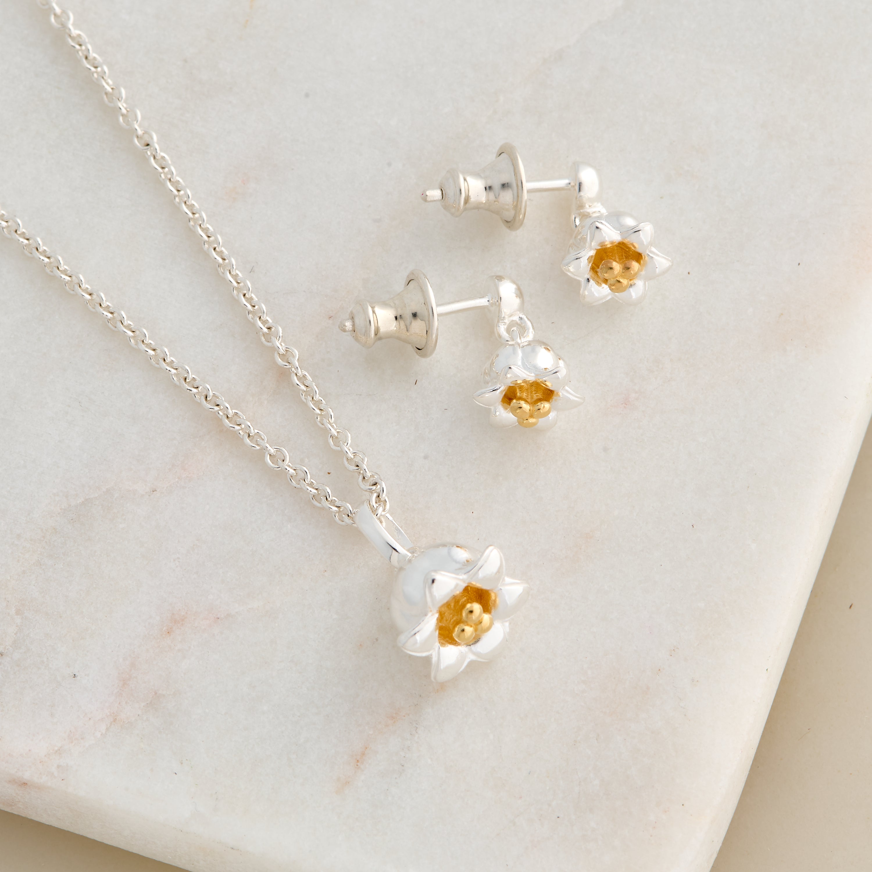 Lily Of The Valley Silver & Gold Vermeil Drop Earrings