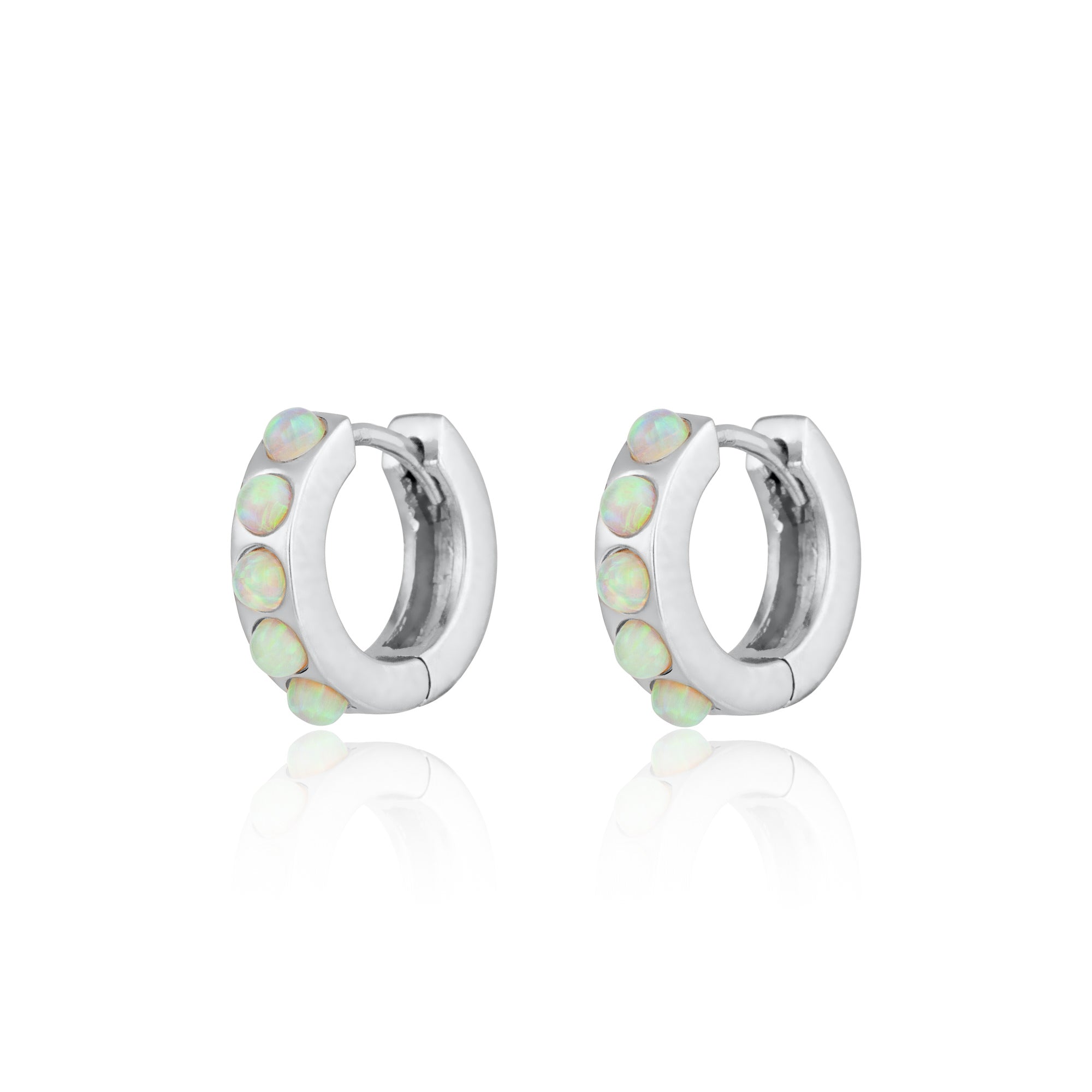 Lime Green Opal Huggie Earrings
