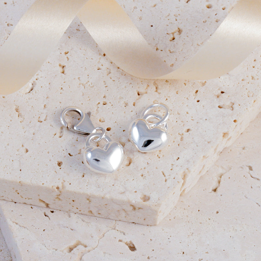 Love Heart Silver Charm