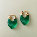 Pendientes de aro estriados Audrey Emerald