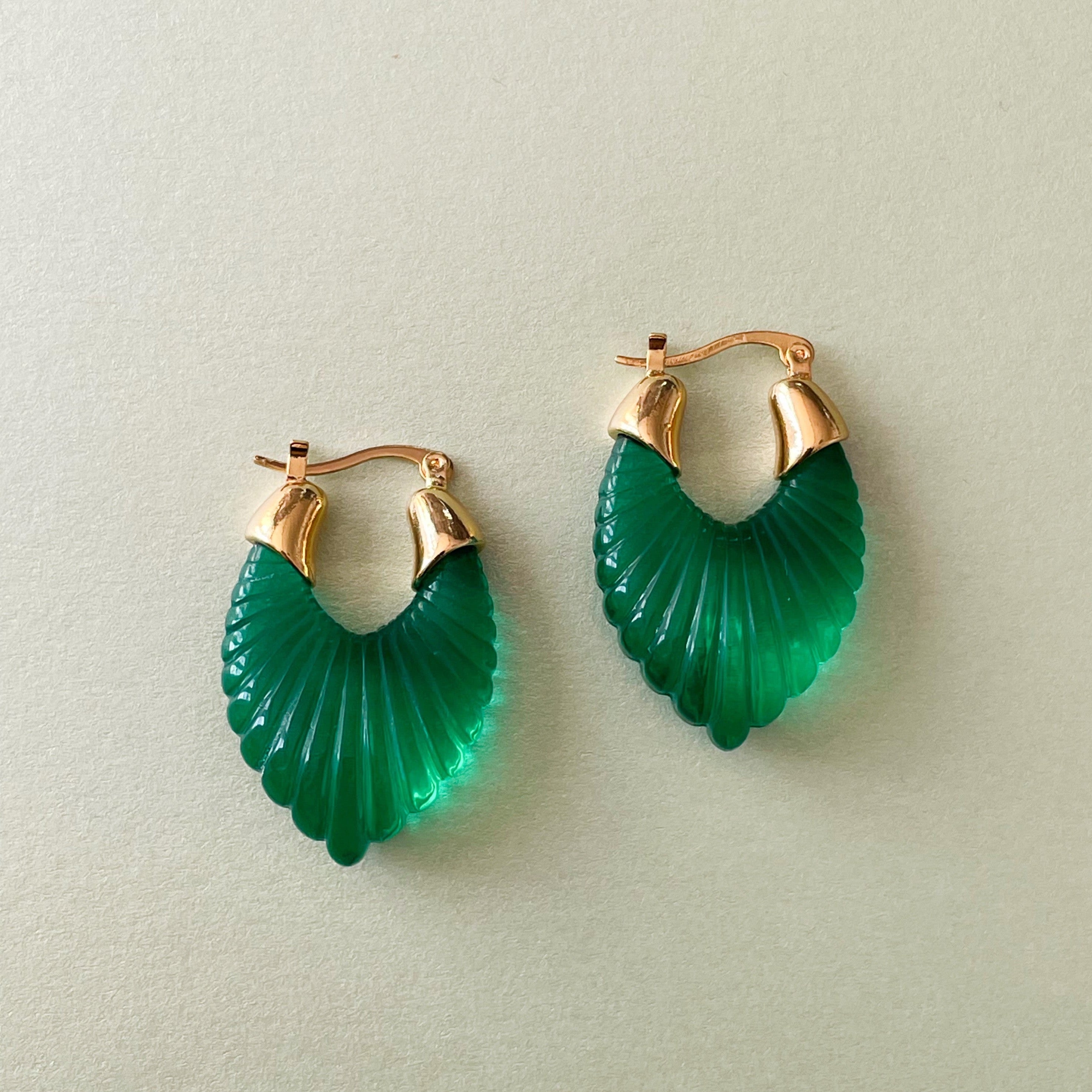Pendientes de aro estriados Audrey Emerald