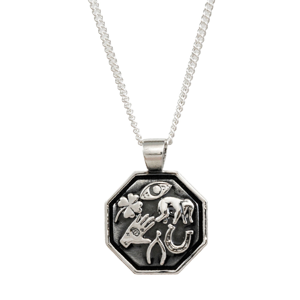 Good Luck Symbols Personalised Silver Necklace