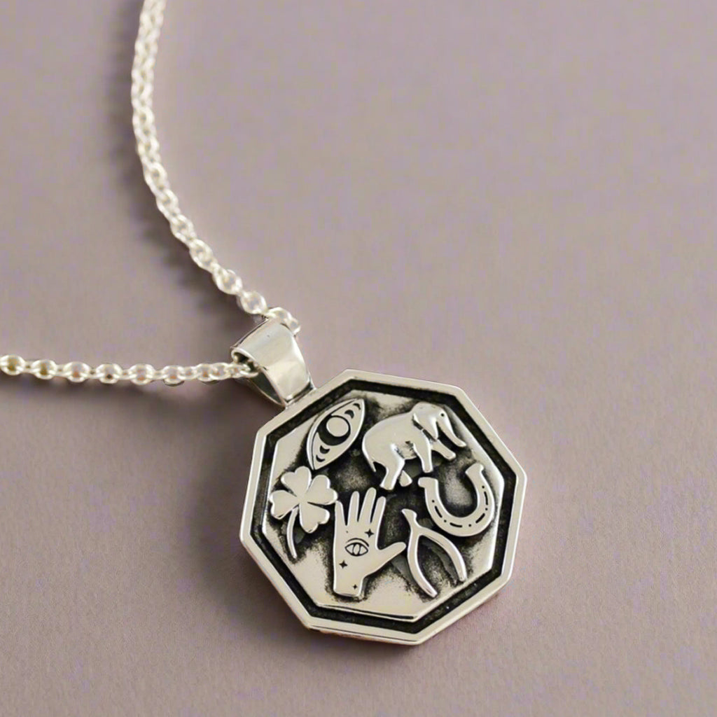Good Luck Symbols Personalised Silver Necklace