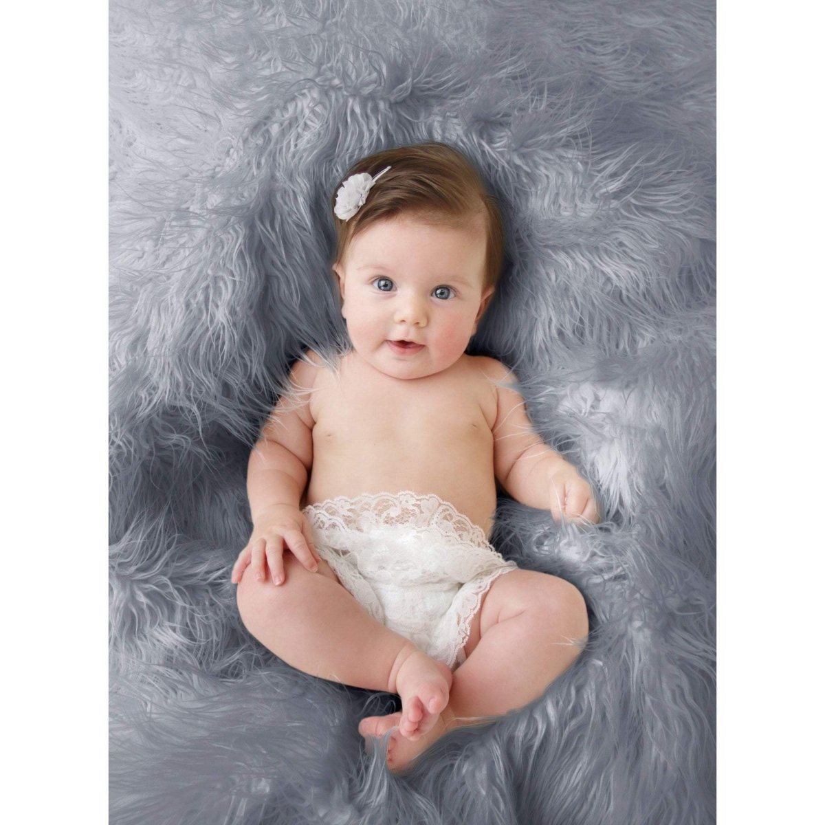 Luxury Faux Fur Baby Blanket  - grey-Clearance