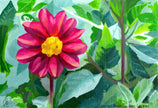 Magenta Flower Garden Painting