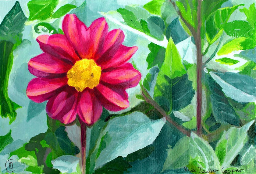 Magenta Flower Garden Painting