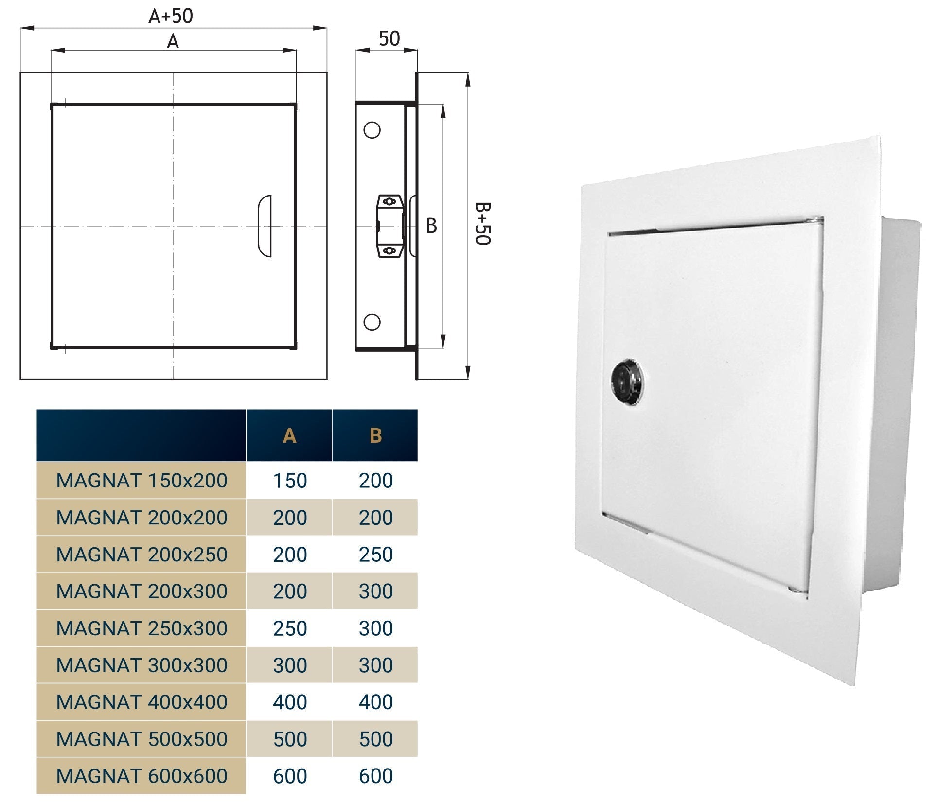 Access Panel Door Metal With Lock, White 250mm x 300mm