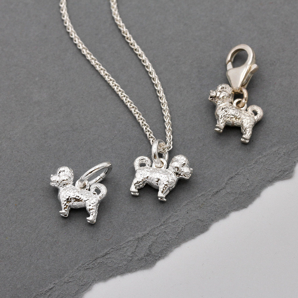 Maltipoo Silver Dog Charm