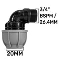 MDPE Elbow 20mm - 3/4" BSPM