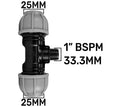 MDPE Tee 25mm - 1" BSPM - 25mm